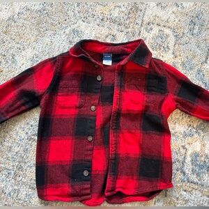12-18 months red and black flannel button up , boys , great condition